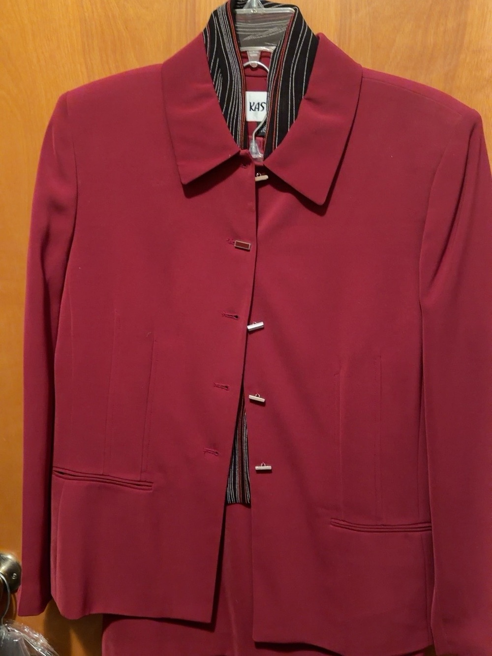 Kasper Women's Wine Red Tailored Blazer with Toggle Closures